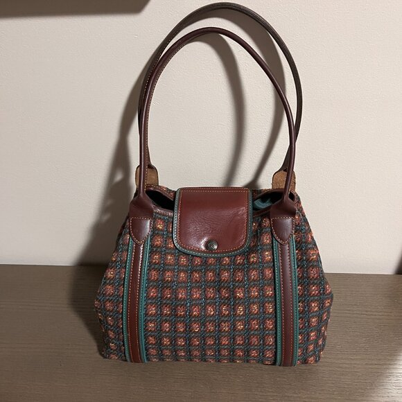 Rare Longchamp  Wool/Leather Tote Bag - Picture 7 of 12